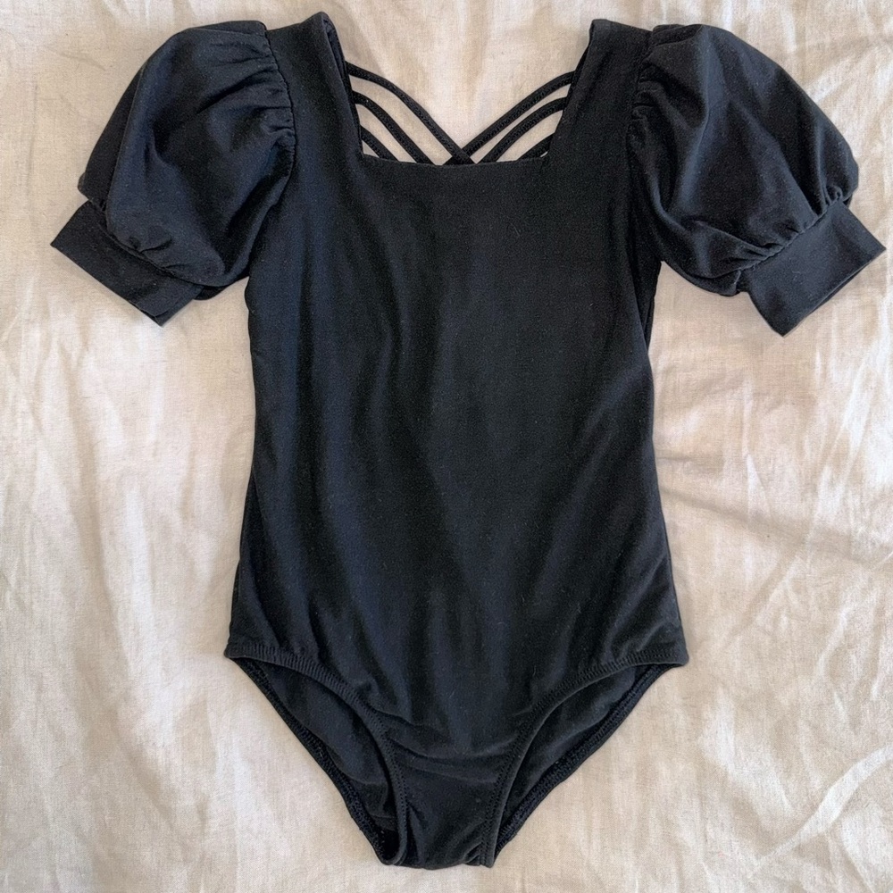 Cheeky Plum Elegant Black Puff Sleeve Bodysuit